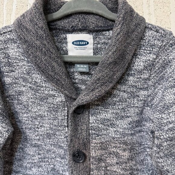 Old Navy Toddler Cardigan Gray Knit Shawl Collar Button Front 18-24M - Picture 6 of 8